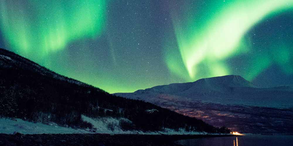 Fotografía de las auroras boreales de Noruega.